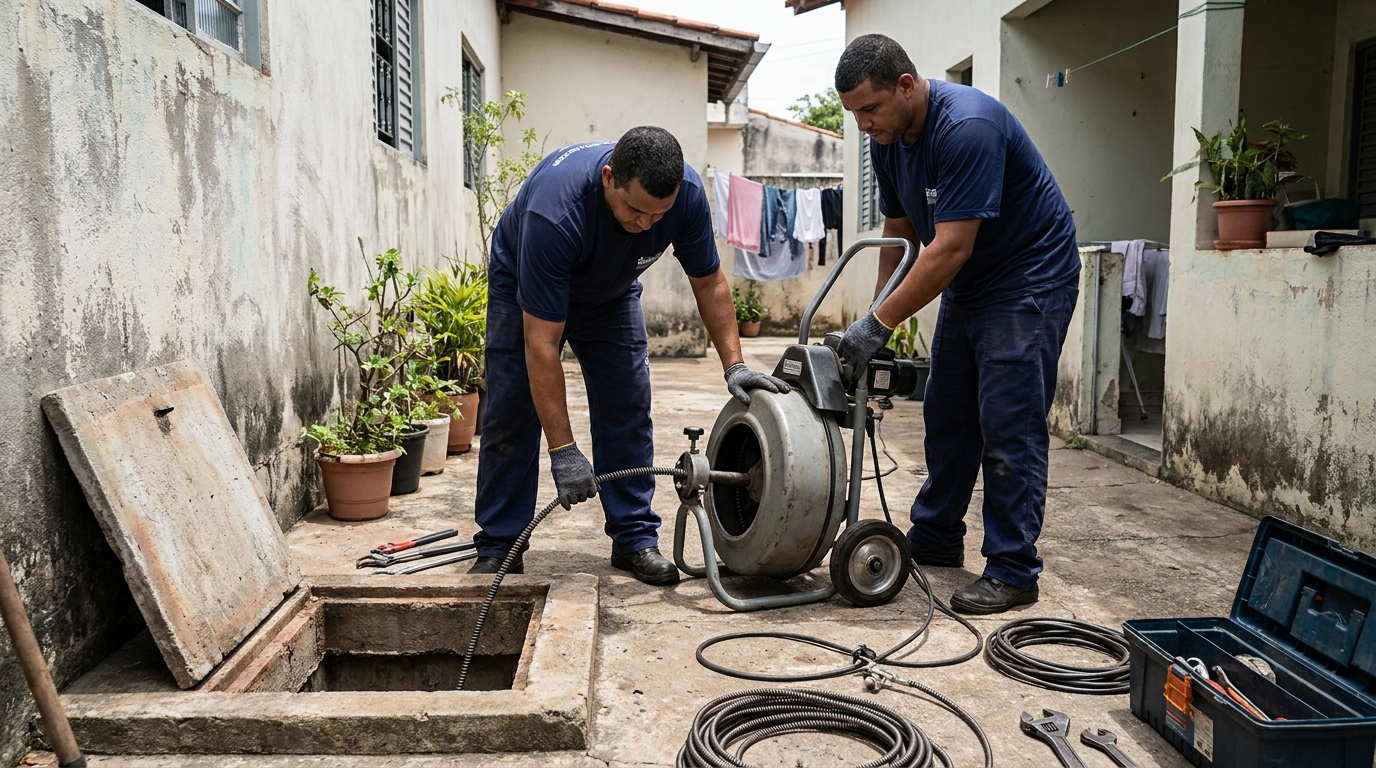 Desentupimento de Coluna Sanitária no Colonial, Criciúma‑SC
